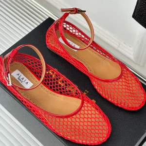 Alaia Mary Jane Ballet Flat Red Lambskin 293233