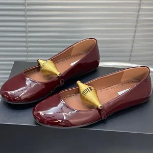 Alaia 25 Jewel Patent Leather Ballet Flats Ruby Red Lambskin 300013